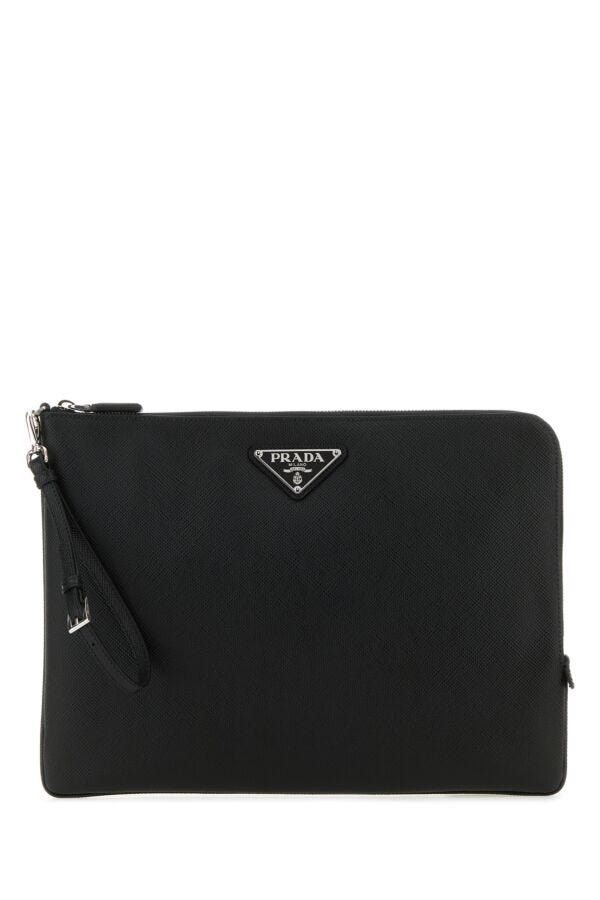 Prada Man Black Leather Clutch