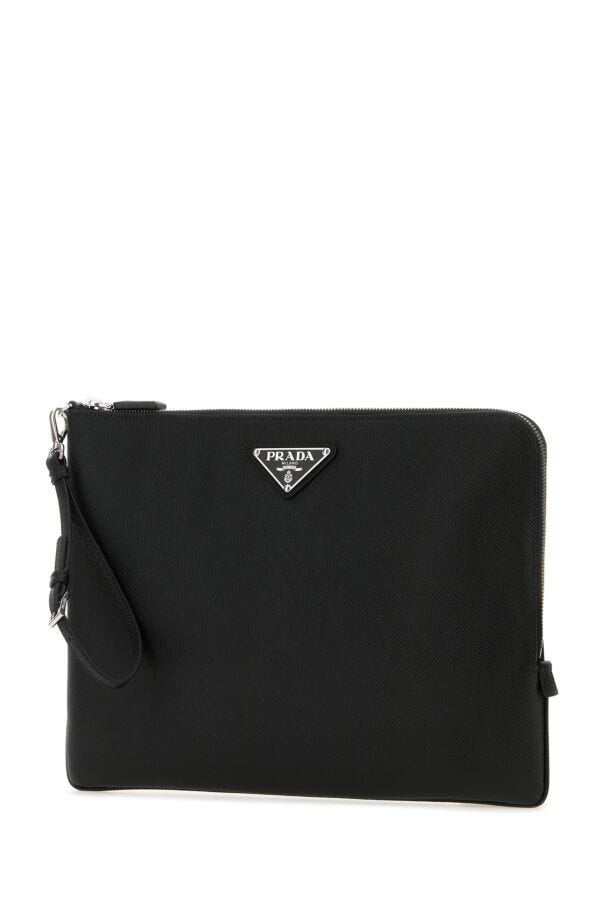 Prada Man Black Leather Clutch