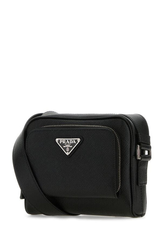 Prada Man Black Leather Crossbody Bag