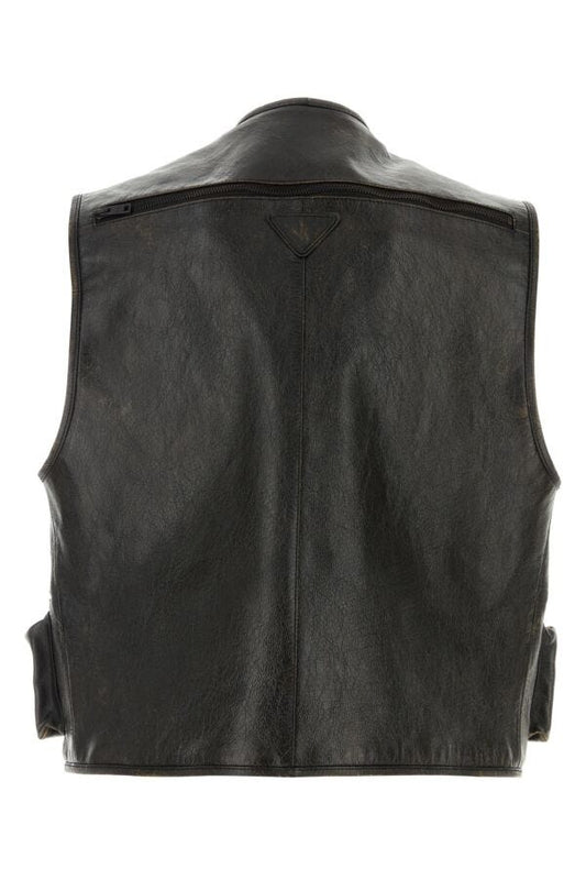 Prada Man Black Leather Vest