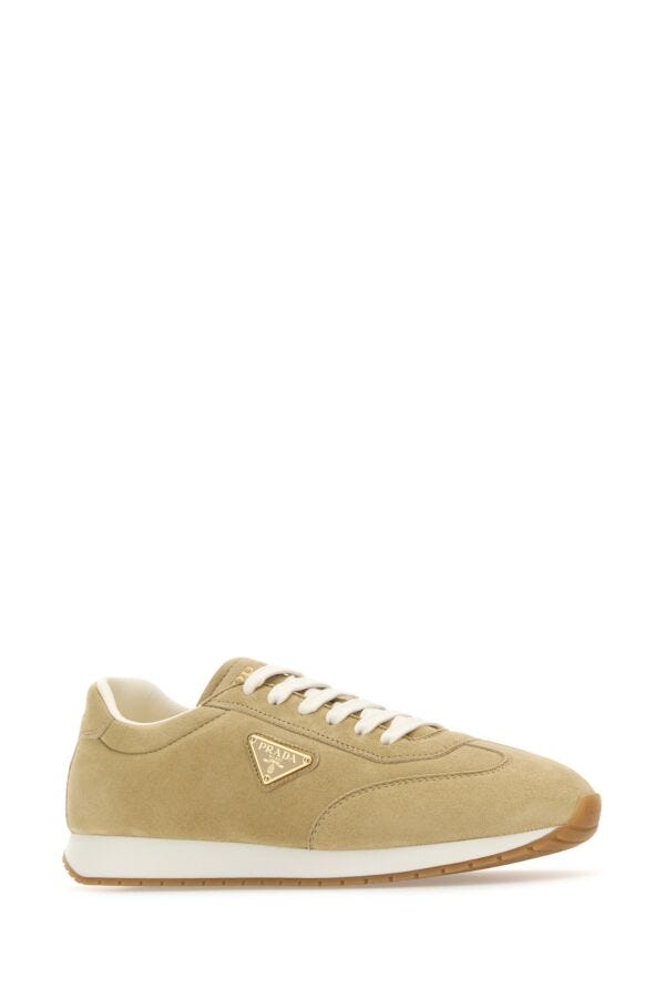 Prada Man Beige Suede Sneakers