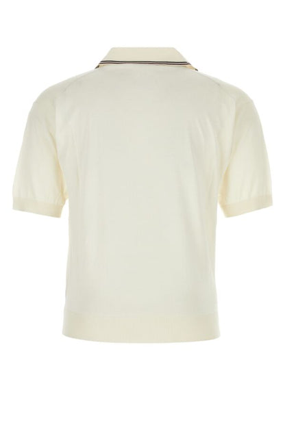 Prada Man Ivory Silk Blend Polo Shirt