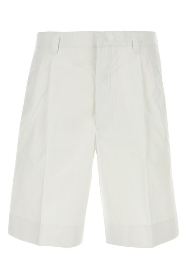 Prada Man White Cotton Bermuda Shorts