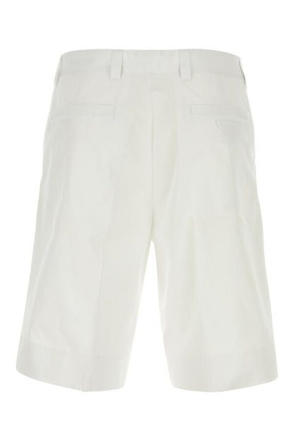 Prada Man White Cotton Bermuda Shorts