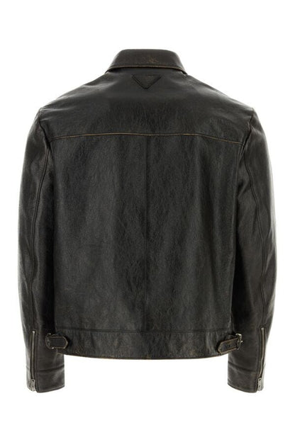 Prada Man Black Leather Jacket