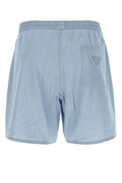 Prada Man Light Blue Cotton Bermuda Shorts