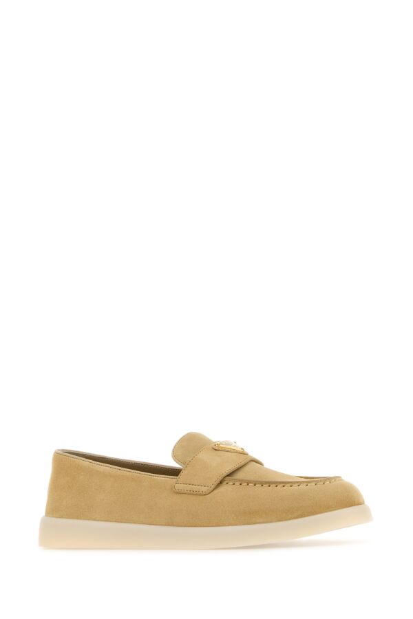 Prada Woman Beige Suede Loafers