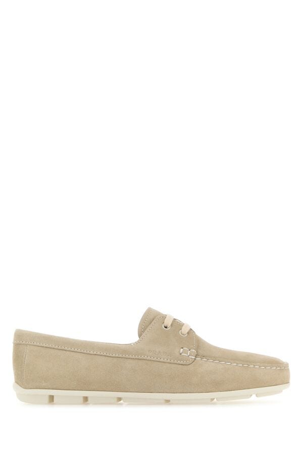 Prada Woman Sand Suede Driver Loafers