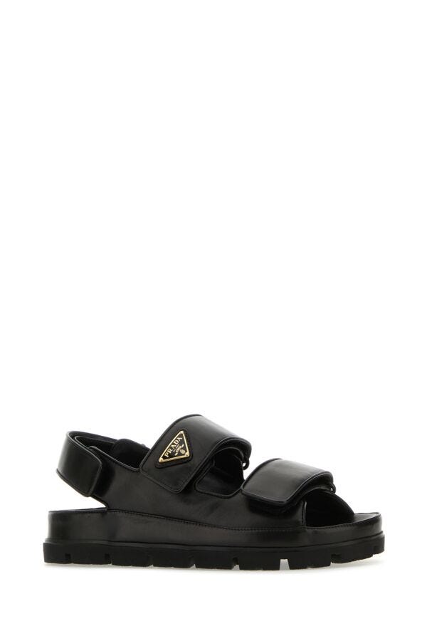 Prada Woman Black Nappa Leather Sandals