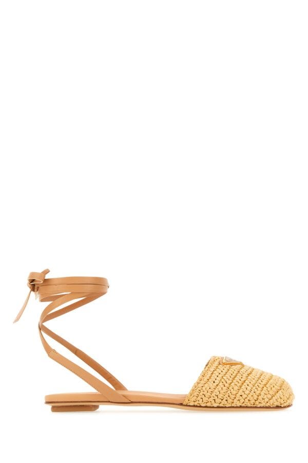 Prada Woman Beige Raffia Sandals