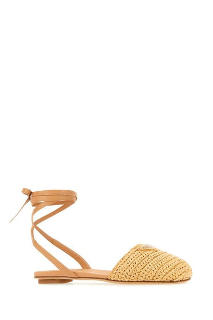 Prada Woman Beige Raffia Sandals