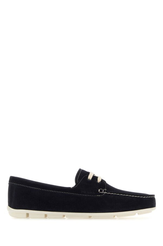 Prada Woman Midnight Blue Suede Driver Loafers