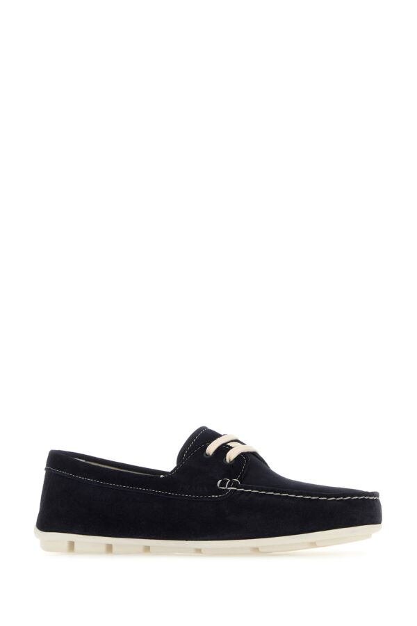 Prada Woman Midnight Blue Suede Driver Loafers