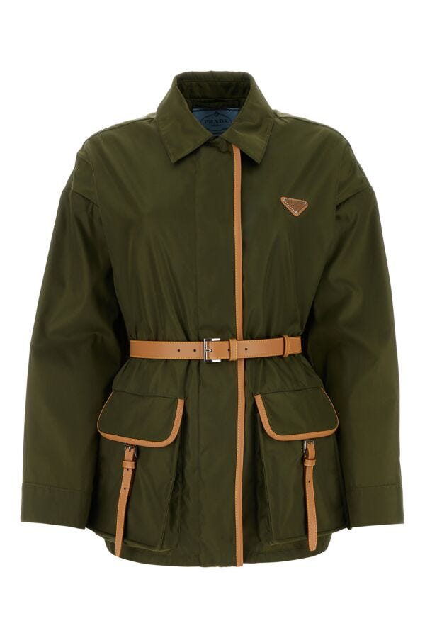 Prada Woman Olive Green Re-Nylon Overcoat