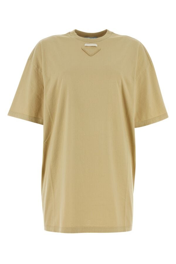 Prada Woman Cappuccino Jersey T-Shirt