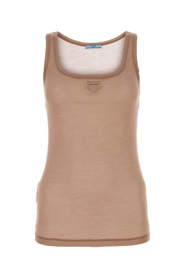 Prada Woman Powder Pink Silk Tank Top