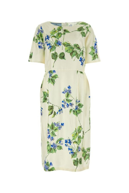 Prada Woman Printed Twill Dress