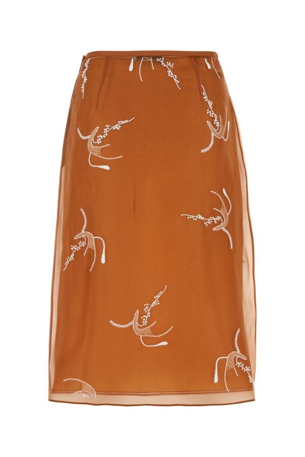 Prada Woman Copper Organza Skirt