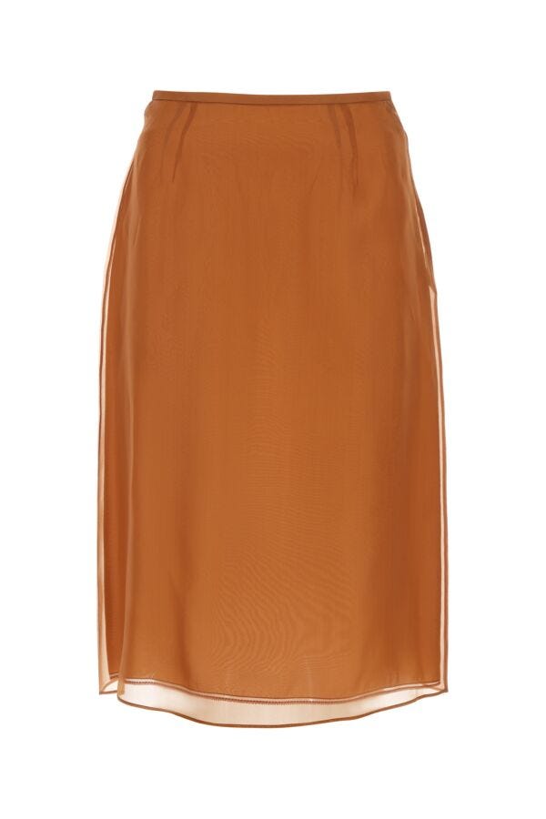 Prada Woman Copper Organza See-Through Skirt