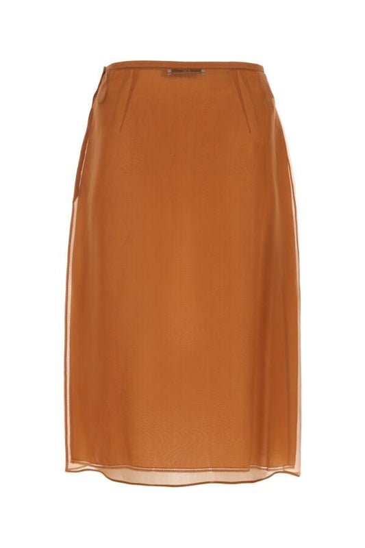 Prada Woman Copper Organza See-Through Skirt