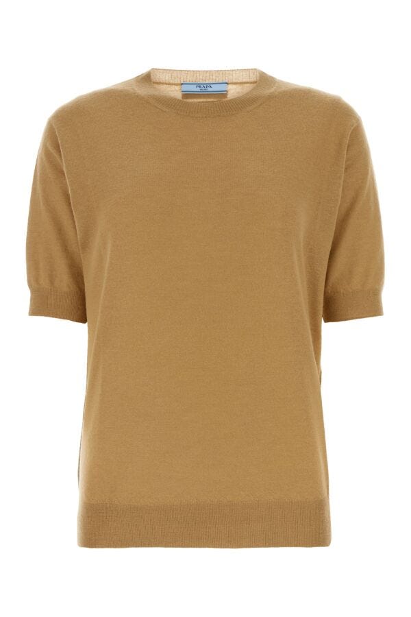 Prada Woman Camel Cashmere Sweater