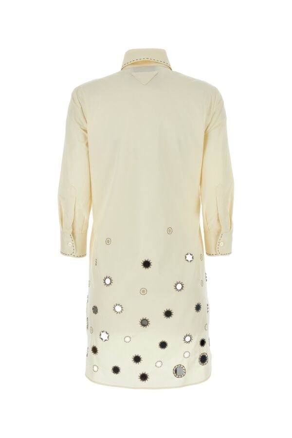 Prada Woman Sand Cotton Shirt Dress