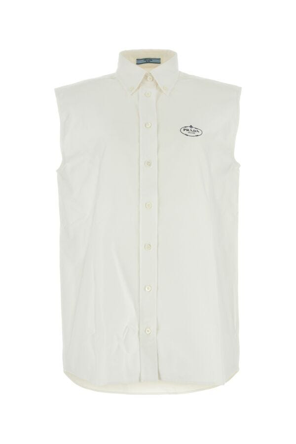 Prada Woman White Oxford Shirt