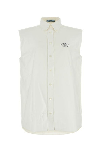 Prada Woman White Oxford Shirt