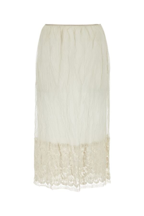 Prada Woman Ivory Mesh Skirt