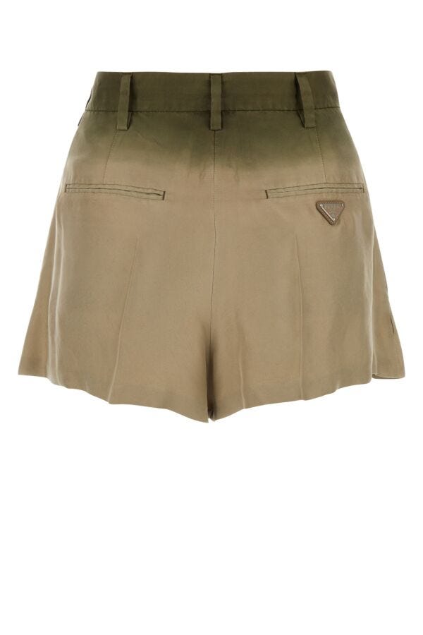 Prada Woman Sage Green Silk Shorts