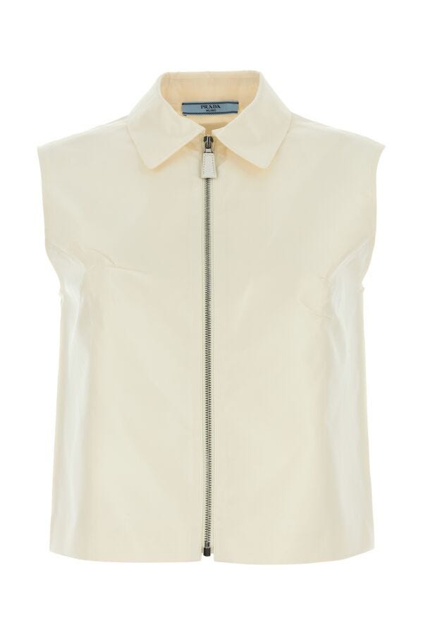 Prada Woman Ivory Faille Top