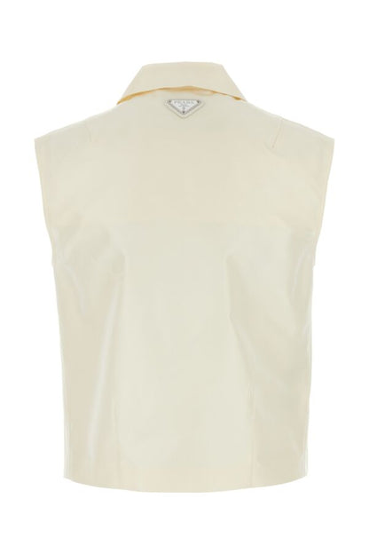 Prada Woman Ivory Faille Top