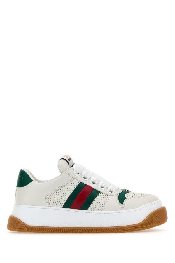 Gucci Woman White Leather Screener Sneakers