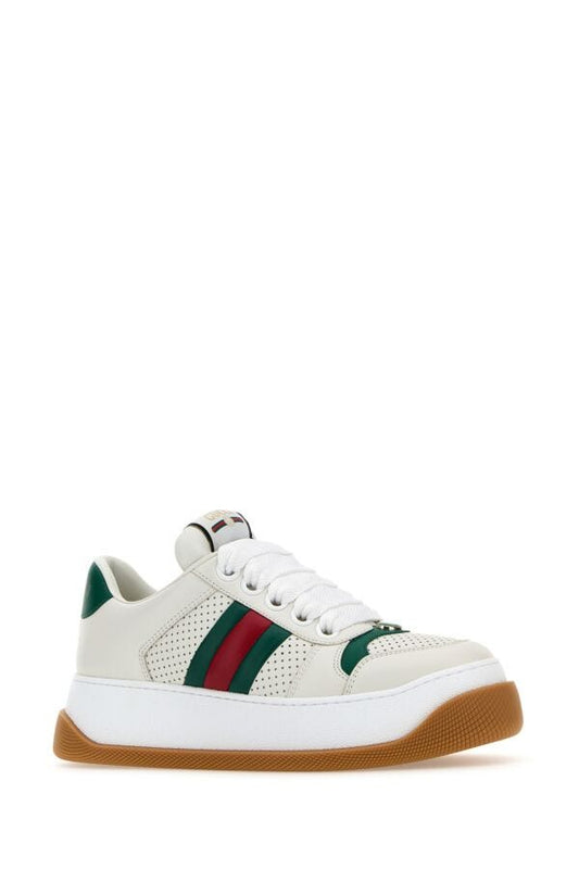 Gucci Woman White Leather Screener Sneakers