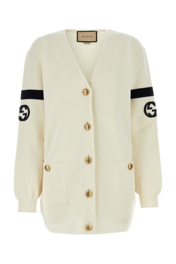 Gucci Woman Ivory Wool Blend Cardigan