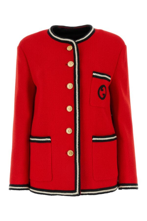 Gucci Woman Red Tweed Blazer