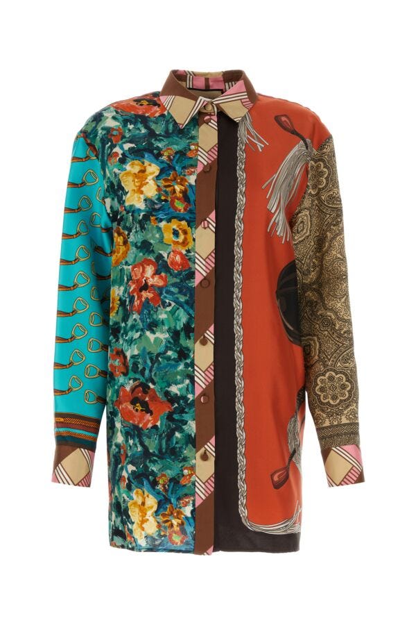 Gucci Woman Printed Silk Shirt