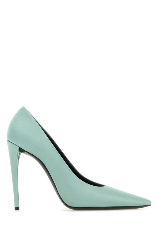 Saint Laurent Woman Sea Green Satin Monceau Pumps