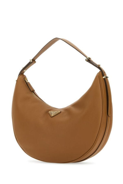 Prada Woman Caramel Leather Big Arquã¨ Handbag