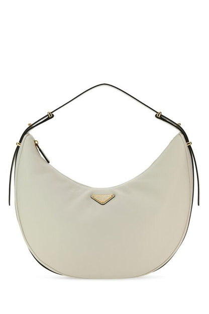 Prada Woman White Leather Big Arquã¨ Handbag