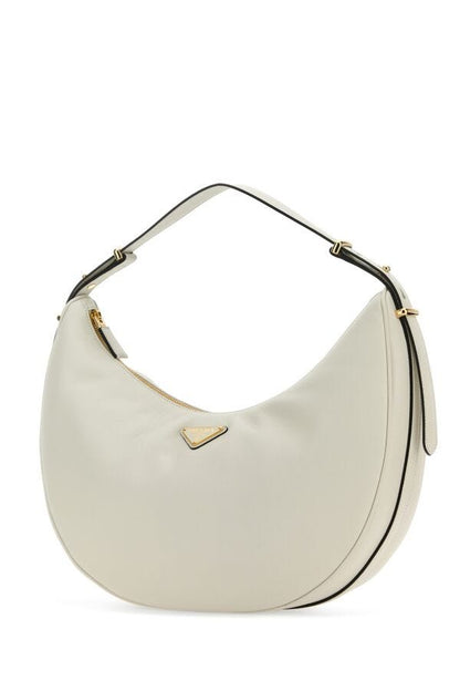 Prada Woman White Leather Big Arquã¨ Handbag