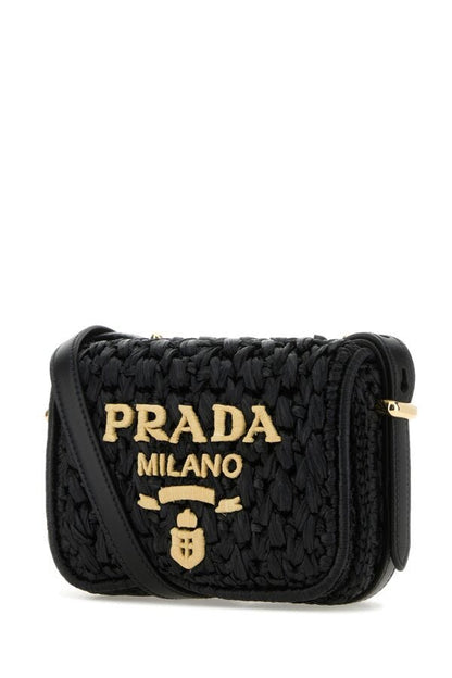 Prada Woman Black Raffia Crossbody Bag