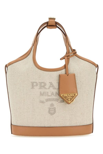 Prada Woman Sand Canvas Handbag