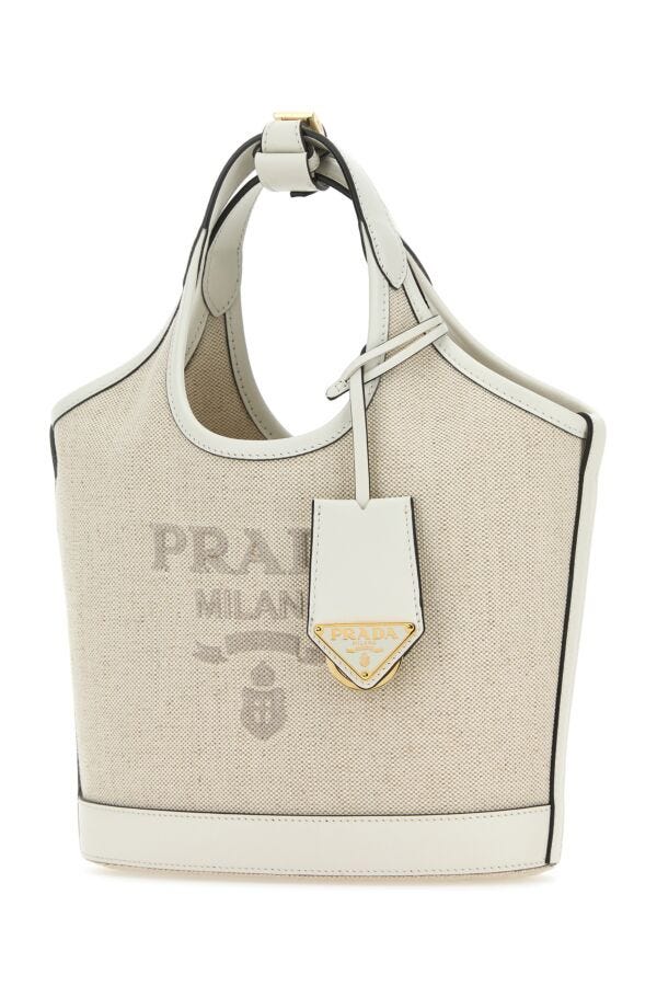 Prada Woman Sand Canvas Handbag