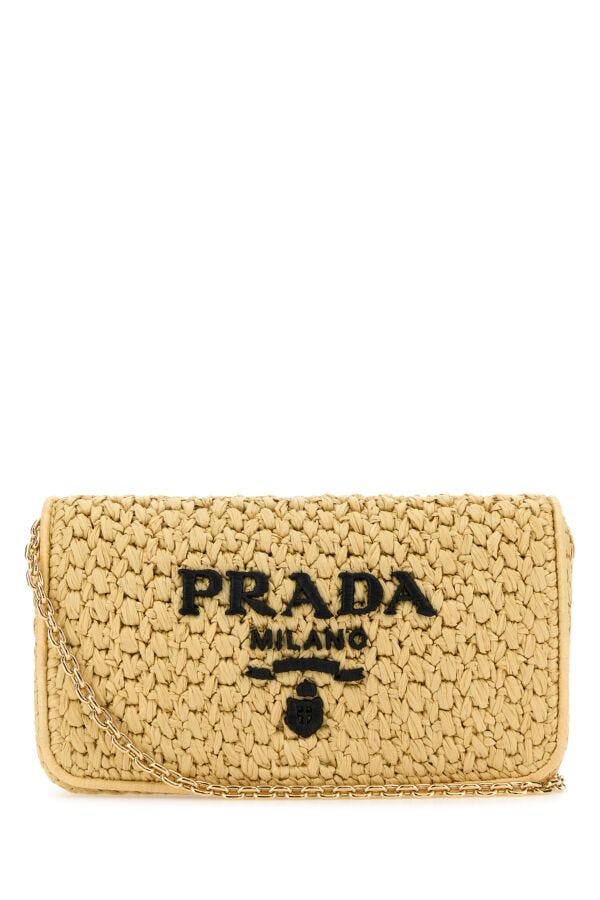 Prada Woman Raffia Crossbody Bag