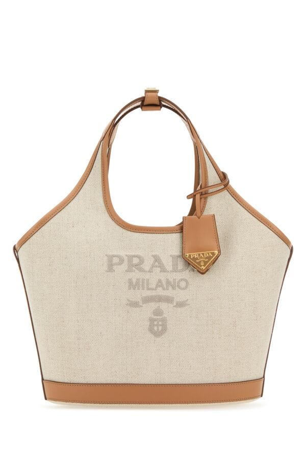 Prada Woman Sand Canvas Handbag