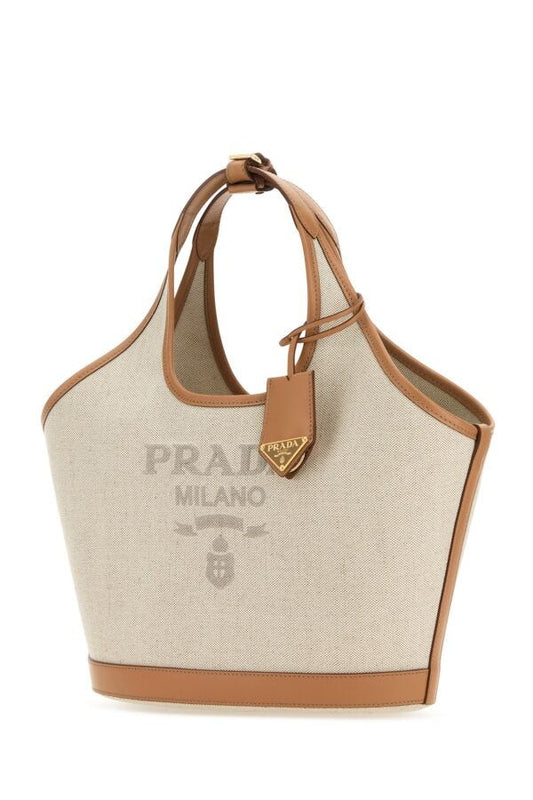 Prada Woman Sand Canvas Handbag