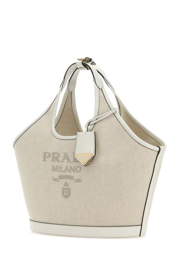 Prada Woman Sand Canvas Handbag