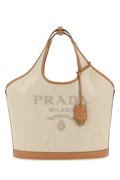 Prada Woman Sand Canvas Handbag