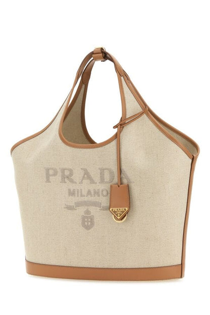 Prada Woman Sand Canvas Handbag